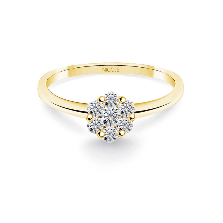 Anillo Diamantes Camelia 0.35 Oro Amarillo - Bagues en or jaune