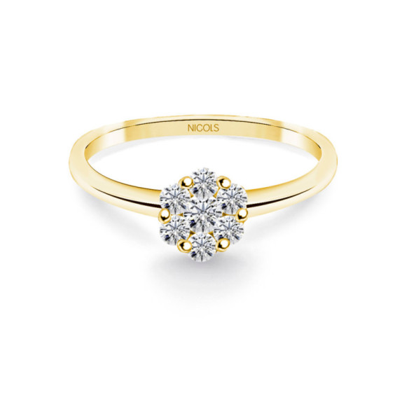 Anillo Diamantes Camelia 0.35 Oro Amarillo - Anillos Oro Amarillo