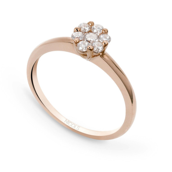 Anillo Diamantes Camelia 0.35 Oro Rosa - Anillos de Diamantes