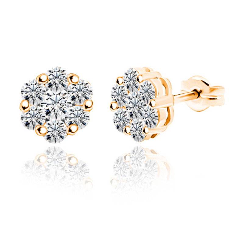 Pendientes Diamantes Camelia 0.80 Oro Rosa - dormilonas