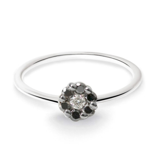 Camellia Black and White Diamond Ring 0.11 - Brilliant Cut