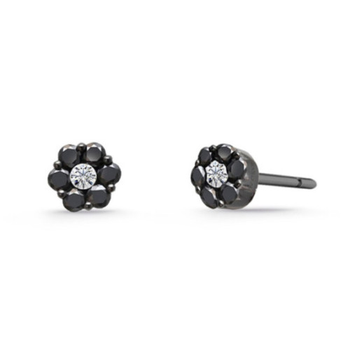 Pendientes Diamantes Negros y Blancos Camelia 0.22 - verschlafenes
