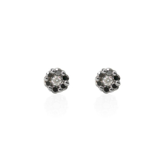 Pendientes Diamantes Negros y Blancos Camelia 0.22 - dormilonas 2