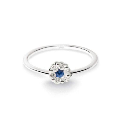 Anillo Diamantes y Zafiro Camelia 0.11 - Anillos de Zafiro