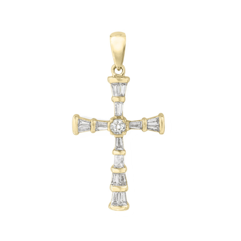 Cross Diamonds Yellow Gold Baguettes 0.43Ct - Diamond Crosses