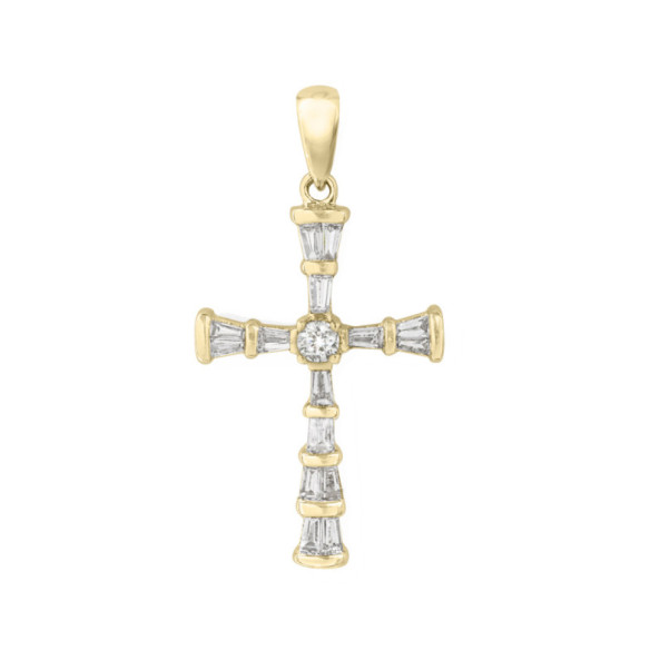 Cruz Diamantes Oro Amarillo Baguettes 0.43Ct - Croix de diamant