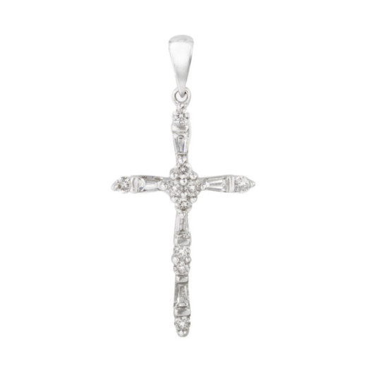 Cruz Oro Blanco y Diamantes Latin Catholic Sign - Croix de diamant
