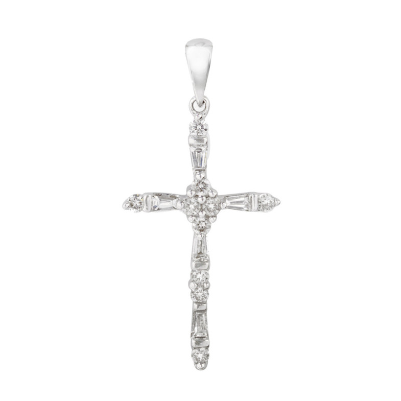 Cruz Oro Blanco y Diamantes Latin Catholic Sign - Cruces de Diamantes