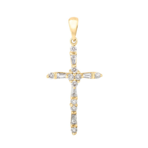 Cruz Oro Amarillo y Diamantes Latin Catholic Sign - Croix de diamant