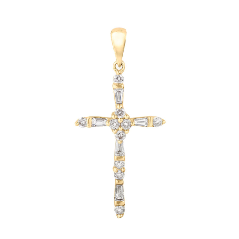 Cruz Oro Amarillo y Diamantes Latin Catholic Sign - Croix de diamant