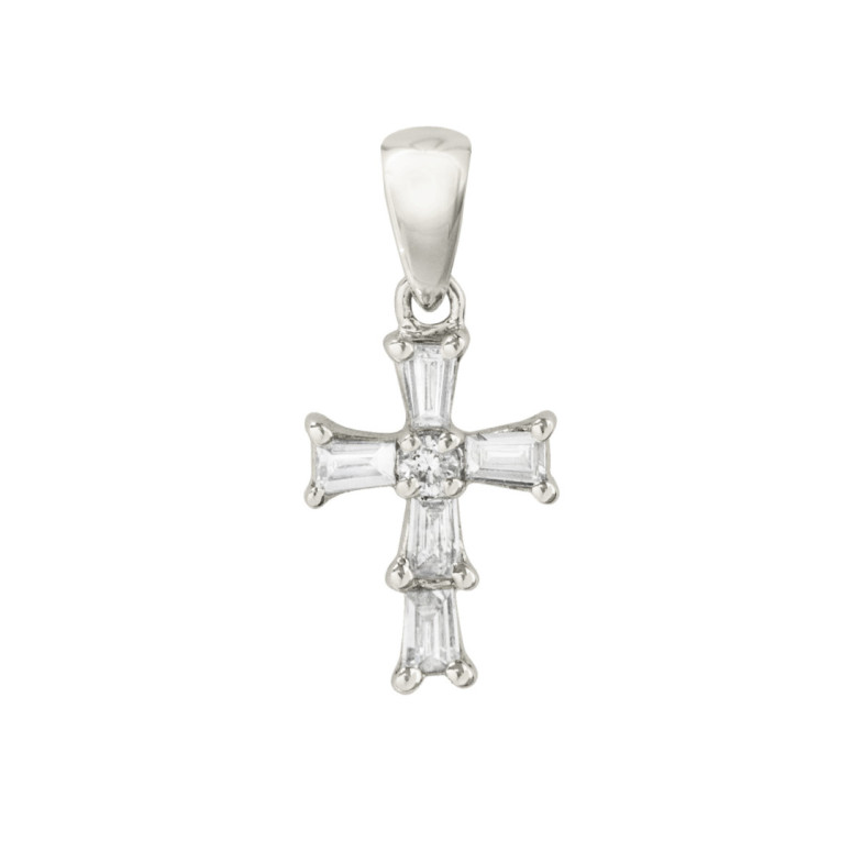 Colgante Cruz Diamantes Baguettes 7X10Mm - Cruces de Diamantes