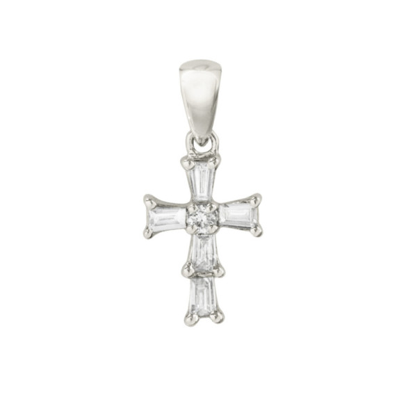 Colgante Cruz Diamantes Baguettes 7X10Mm - Cruces de Diamantes