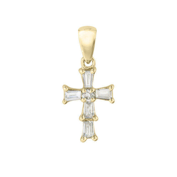 7x10mm Baguettes Diamond Cross Pendant - Diamond Crosses