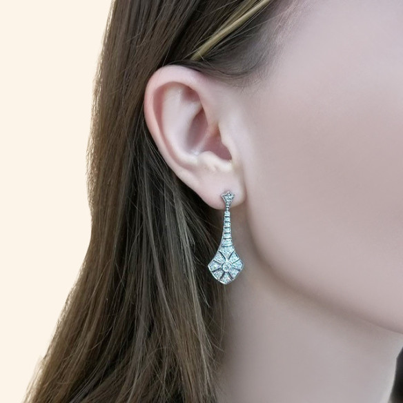 Pendientes Diamantes Largos Alhambra - Pendientes de Novia