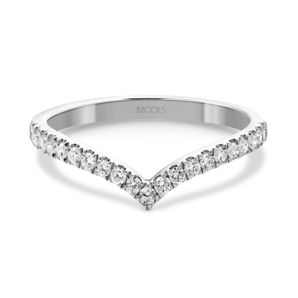 Anillo media alianza en V Oro blanco y Diamantes - Bagues de diamant