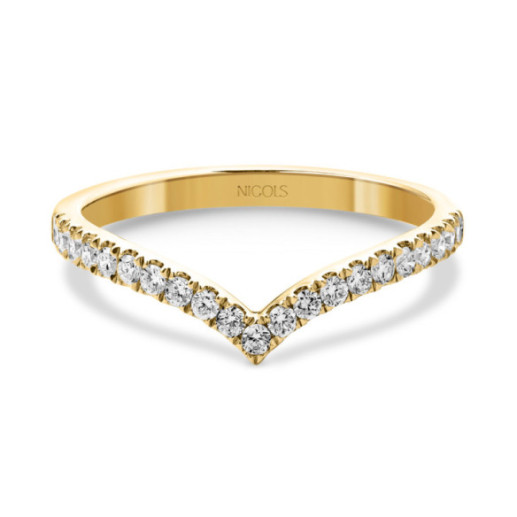 Anillo media alianza en V Oro amarillo y Diamantes - Bagues de diamant