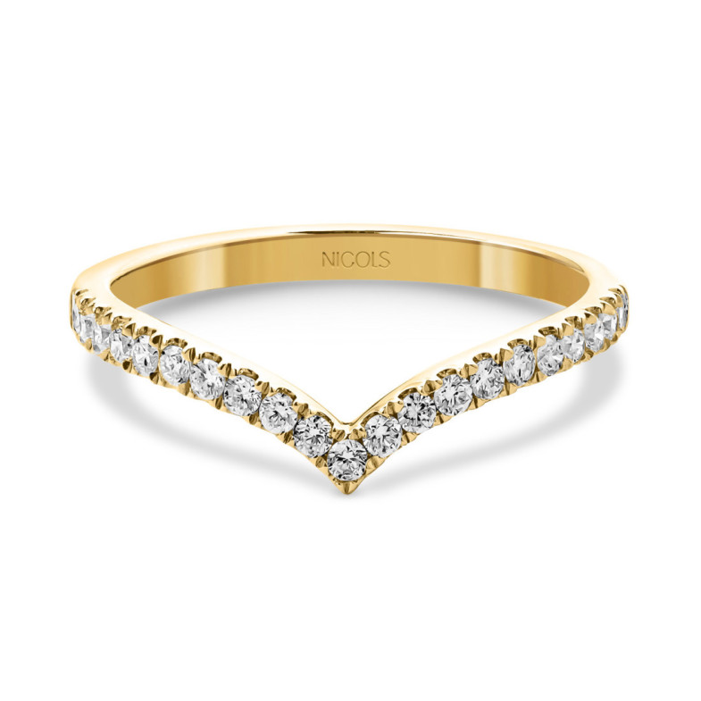 Anillo media alianza en V Oro amarillo y Diamantes - Bagues de diamant