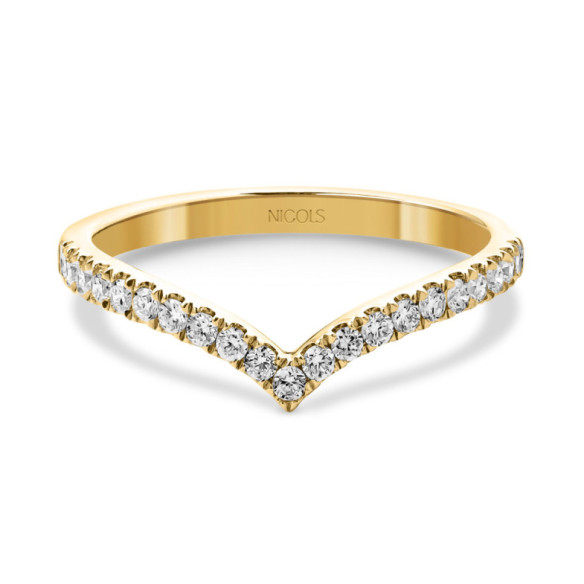 Anillo media alianza en V Oro amarillo y Diamantes - Bagues de diamant