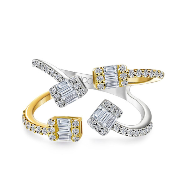 Anillo diamantes Aura oro amarillo y blanco - Schnitzen von Baguette