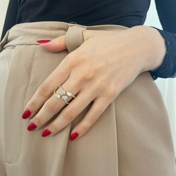 Anillo diamantes Aura oro amarillo y blanco - Schnitzen von Baguette