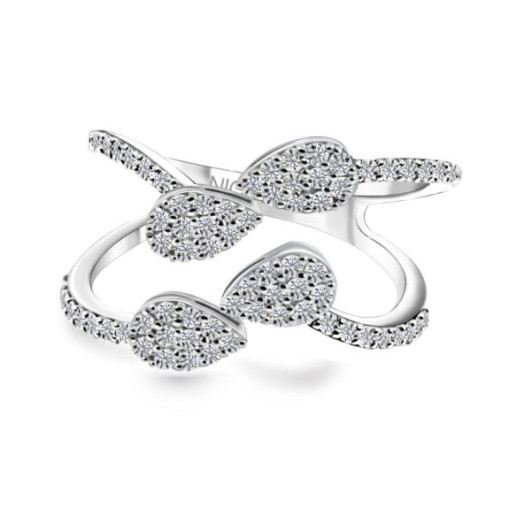 Anillo de oro blanco y diamantes doble brazo Aura - Diamantringe