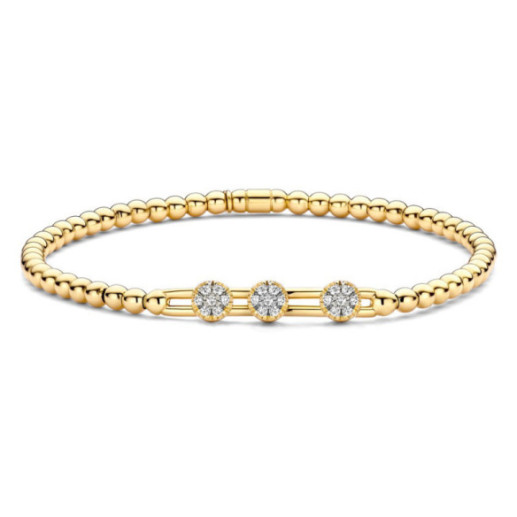 Pulsera Elástica de Oro y Diamantes con Tres Rosetones Colette - Pulseras de Diamantes