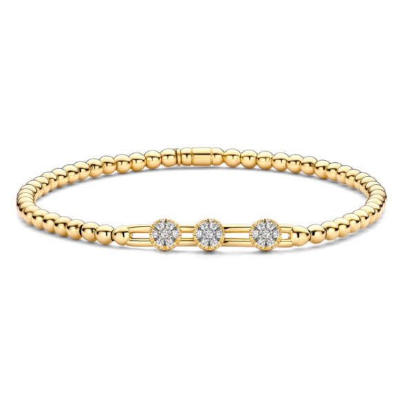 Pulsera Elástica de Oro y Diamantes con Tres Rosetones Colette - Bracelets de diamant
