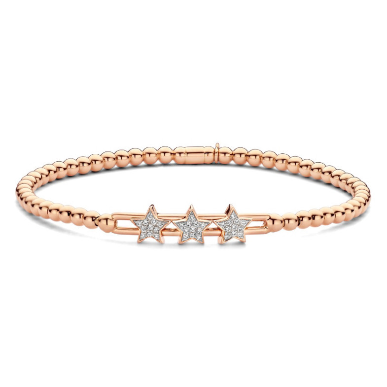 Pulsera de Oro y Diamantes Elástica Tres Estrellas Colette - PULSEIRAS