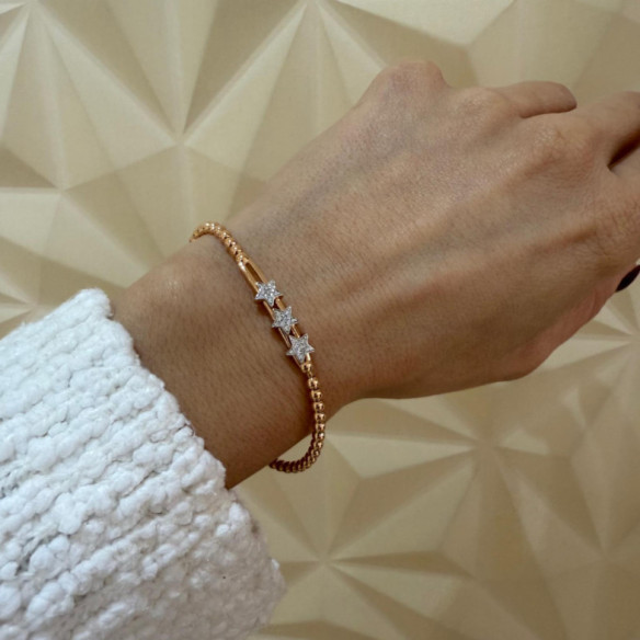 Pulsera de Oro y Diamantes Elástica Tres Estrellas Colette - BRACELETS