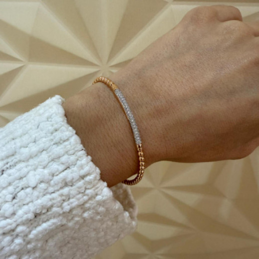 Pulsera Oro y Diamantes Elástica Colette Barra - Diamant-Armbänder 2