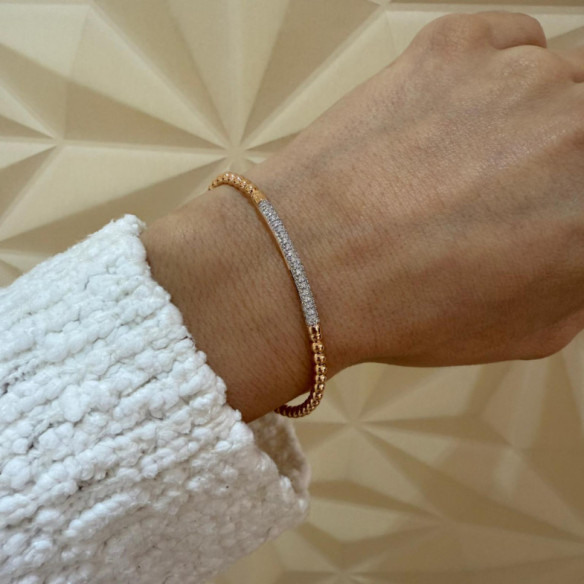 Pulsera Oro y Diamantes Elástica Colette Barra - Pulseras de Diamantes