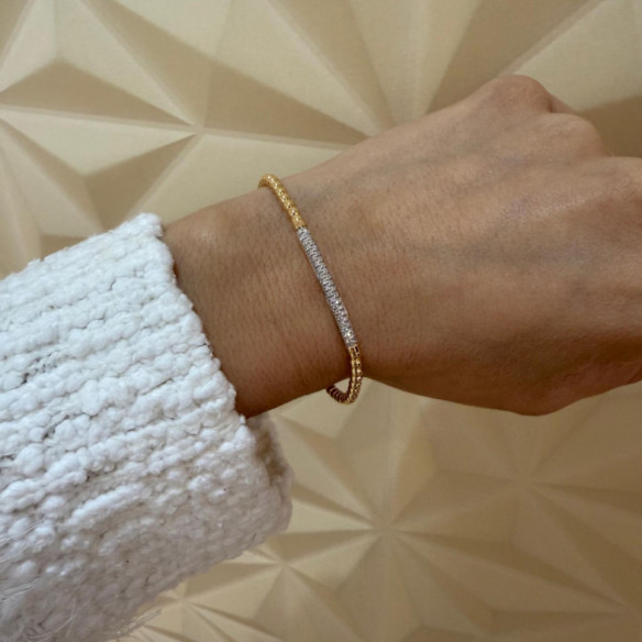 Pulsera de Diamantes y Oro Elástica Colette Barra - Goldarmbänder