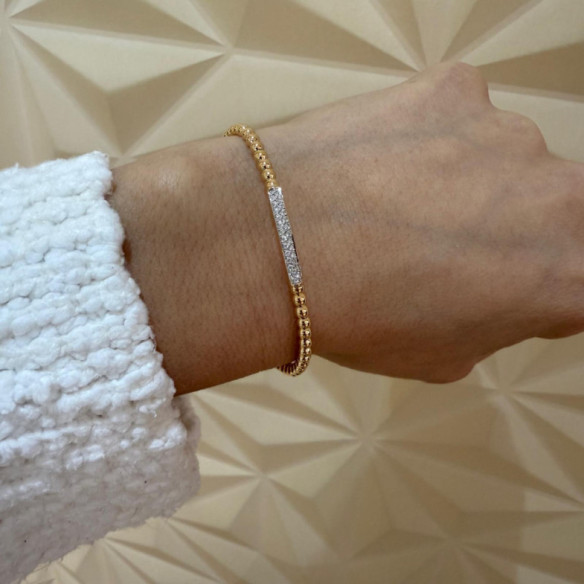 Pulsera de Diamantes y Oro Elástica Barra Media Colette - Bracciali diamantati