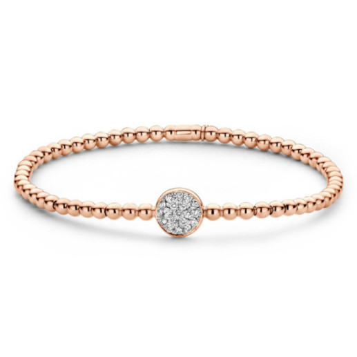 Pulsera Elástica de Oro y Rosetón Central de Diamantes Colette - PULSERAS
