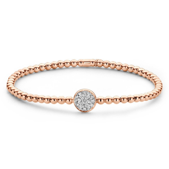Pulsera Elástica de Oro y Rosetón Central de Diamantes Colette - PULSERAS