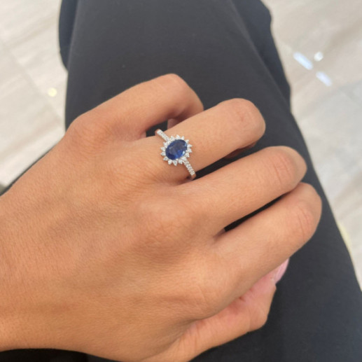 Anillo Zafiro Orla Dalia 0.95 - Bagues en saphir 2
