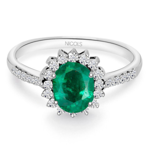 Anillo Esmeralda Orla Dalia 0.95 - Anillos de Esmeralda
