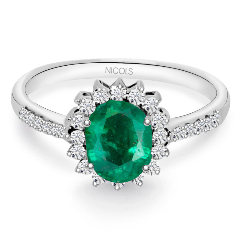 Anillo Esmeralda Orla Dalia 0.95 - Anillos de Esmeralda
