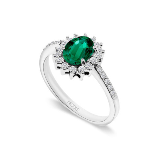 Anillo Esmeralda Orla Dalia 0.95 - Bagues d'émeraude 2