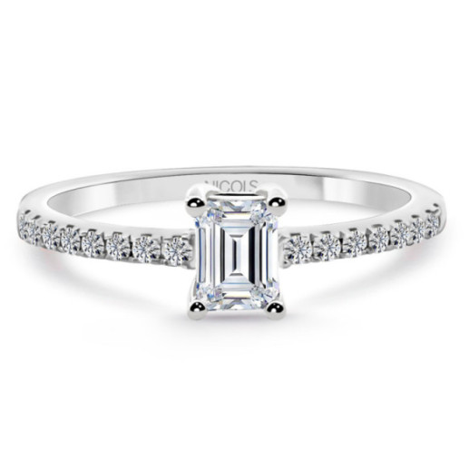 Dafne Petit Engagement Ring Emerald Diamond 0.30 White Gold - Engagement Ring Solitaire