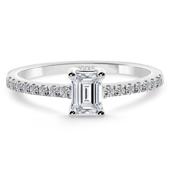Dafne Petit Engagement Ring Emerald Diamond 0.30 White Gold - Engagement Ring Solitaire