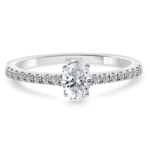 Anillo Compromiso Dafne Petit Diamante Oval 0.30 Oro Blanco - Anillos de Solitario