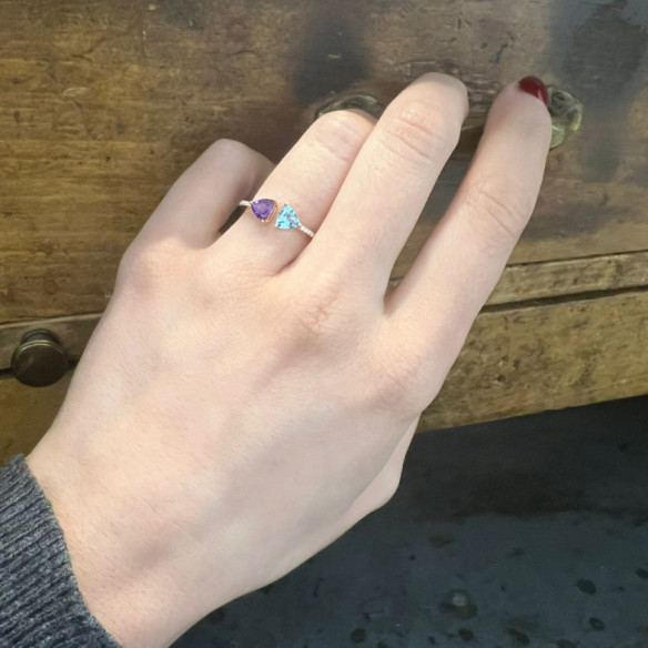 Anillo Diamantes Amatista Y Topacio Trillon - Anéis Outras pedras preciosas