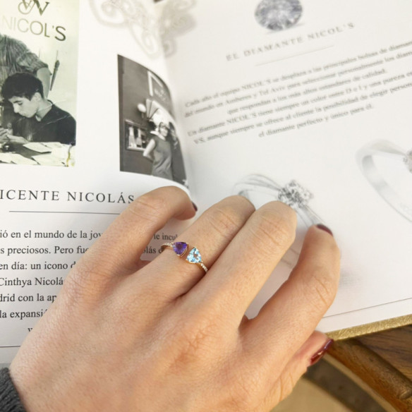 Anillo Diamantes Amatista Y Topacio Trillon - Anillos Otras Piedras Preciosas