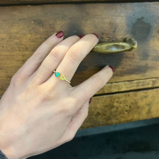 Anillo Diamantes Cuarzo Verde Y Cuarzo Limón Trillon - Anéis Outras pedras preciosas 2