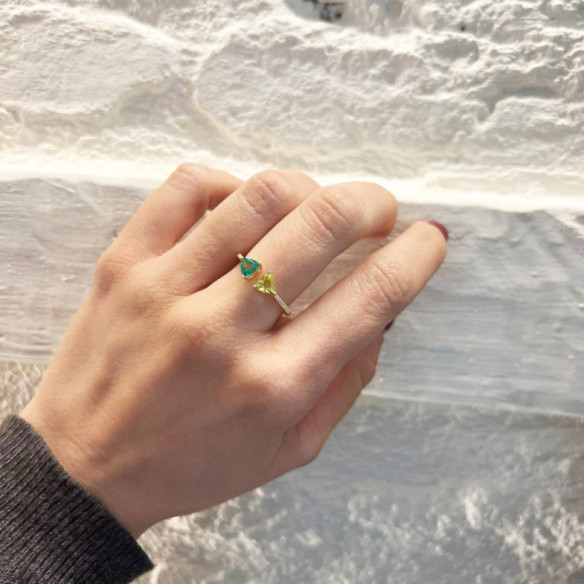 Diamond Ring Green Quartz e Quarzo Limón Trillon - Anelli altre pietre preziose
