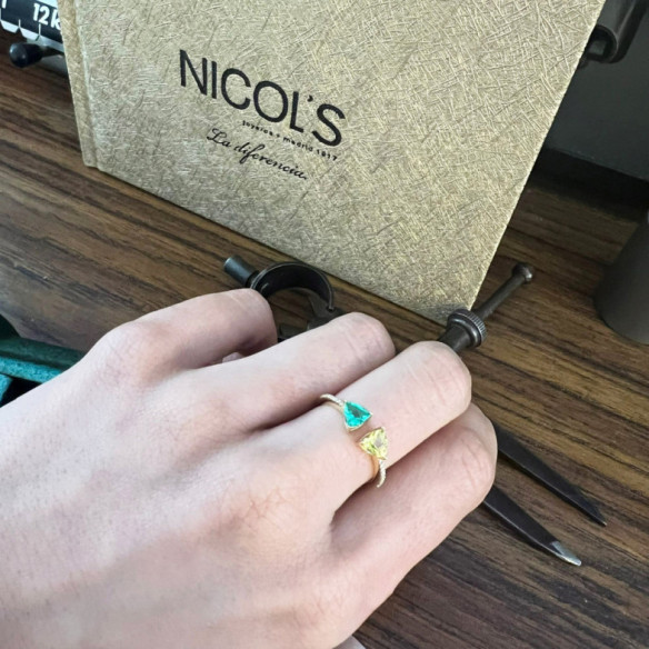 Anillo Diamantes Cuarzo Verde Y Cuarzo Limón Trillon - Anillos Otras Piedras Preciosas