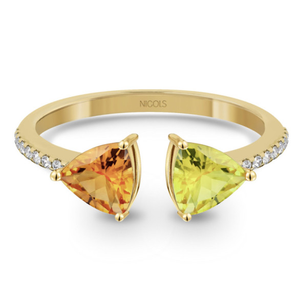 Anillo Diamantes Citrino Y Cuarzo Limón Trillon - LES ANNEAUX