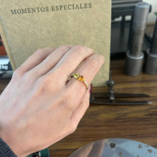 Anillo Diamantes Citrino Y Cuarzo Limón Trillon - ANILLOS 2