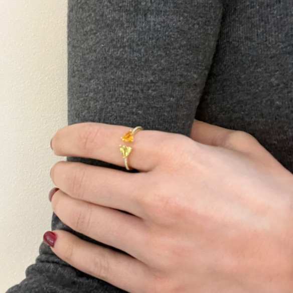 Anillo Diamantes Citrino Y Cuarzo Limón Trillon - ANILLOS